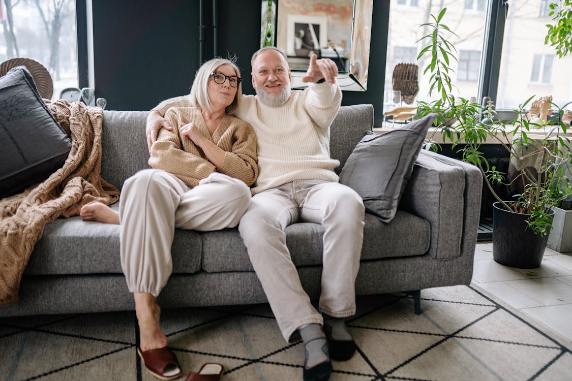 Senior couple relaxing at home